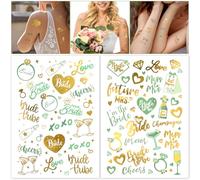 HOWAF 2 Sheets Hen Party Tattoos, Bride To Be Team Bride Tattoos, Waterproof Temporary Tattoos for Wedding, Bachelorette Party, Hen Do Accessories, Green Gold