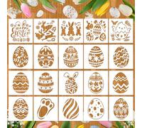 HOWAF 20 Easter Stencils for Crafts Reusable, Easter Eggs Stencils for Kids Easter Crafts for Kids Easter Face Paint Stencils Easter Bunny Footprints Wall Stencils for Painting DIY Easter Decorations