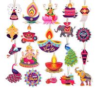 HOWAF 20pcs Happy Diwali Decorations Hanging Decor, Paper Diwali Decorations for House Hanging Ornaments with Diyas & Rangoli Designs diwali Gifts for Decor Indian decorations Indian Sweets Gift Box