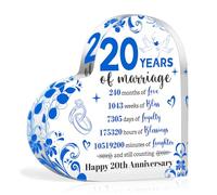 HOWAF 20th Wedding Anniversary Plaque Romantic Gifts for Her Him, China Anniversary Wedding Gifts for Couple, Heart-Shaped Acrylic Plaque Acrylic Sign for 20th wedding anniversary Presents for Couples