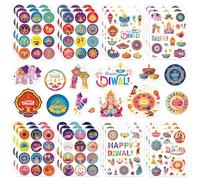 HOWAF 24 Sheets Happy Diwali Stickers 330+ Diwali Diyas Rangoli Stickers Labels Crafts for Kids Gifts Box Gift Cards Gift Stickers Party Favors Happy Diwali Decorations Indian Decorations
