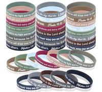 HOWAF 24pcs Bible Verses Bracelets Motivational Quote Rubber Wristbands, Christian Scripture Silicon Bracelets for for Women Men Church Gifts, Jesus Inspirational Bracelet, Cross Bracelet, Jesus Love