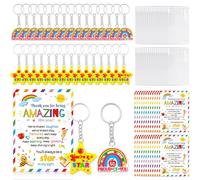HOWAF 30 Pack Gifts for Students from Teachers, End of the Term Card and You're a Star Keyring Rainbow Keychain Class Gift for School Children, End of Year School Leavers Gifts for Kids