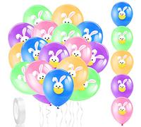 HOWAF 30 Pcs Easter Party Balloons Latex Bunny Balloons Rabbit Balloons for Festival Home Spring Easter Birthday Party Decoration Supplies, 5 Colors