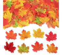 HOWAF 300 PCS Artificial Autumn Leaves, Mixed Colour Fake Autumn Leaves Decorations Maple Leaves for Garland Autumn Decorations Home Fall Decor Thanksgiving Decorations Harvest Table Halloween Wedding