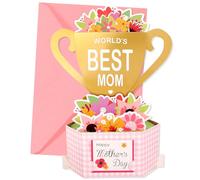 HOWAF 3D & Pop Up Mothers Day Card, 3D Happy Mother's Day Card from Daughter, Son, Husband, Pop Up Flower Trophy Cards for Mum Gifts, Mothersday Gifts for Mum, Mummy, Wife, Nan, Grandma, Auntie