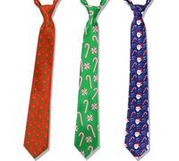 HOWAF 3pcs Christmas Tie for Adults Men Boys, Novelty Ties Christmas Tree Candy Cane Santa Claus Festival Tie Xmas Party Necktie for Christmas Mens Gift, One Size