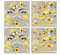 HOWAF 4 PCS Halloween Face Tattoos Bee Temporary Tattoos Stickers for Bee Costume Carnival Halloween Costumes Men Women Kids