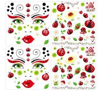 HOWAF 4 PCS Halloween Face Tattoos Ladybird Temporary Tattoos Stickers for Ladybird Costume Carnival Halloween Costumes Men Women Kids