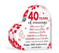 HOWAF 40th Ruby Wedding Anniversary Plaque Gifts for Anniversary, Ruby Wedding Gifts for Her Him Couple, Heart-Shaped Acrylic Plaque Acrylic Sign Romantic gifts ruby wedding anniversary Decorations