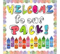 HOWAF 46pcs Back to School Bulletin Board Decorations-Welcome to Our Pack Crayon Cutouts with Border Trims for Class Bulletin Board School Wall Decor, First Day of School Classroom Decoration