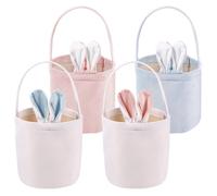 HOWAF 4pcs Easter Gift Bags, Reusable Easter Bags for Sweets with Handle, Velvet Gift Bag with Bunny Ears, Rabbit Ears Treat Sweet Gifts Wrap for Kids Spring Holiday Party Supplies, D