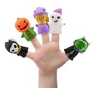 HOWAF 5pcs Halloween Finger Puppet, Halloween Vinyl Character Finger Puppet Toys set for Children and Adults Halloween Party Favors Goodie Bag Fillers, Pumpkin Ghost Witch Grim Reaper Girl Doll