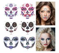 HOWAF 6 PCS Halloween Face Stickers Jewels, Halloween Face Gems Stick on Skull Butterfly Festival face Gems for Women Men Kids Festival gems for Day of The Dead halloween Costumes Cosplay Makeup, E