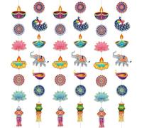 HOWAF 6pcs Happy Diwali Decorations Hanging Garlands Diwali Diyas Garlands Paper Happy Diwali Banner Diwali Decorations for House Deepavali Hanging Decor for Indian Decorations Rangoli Decorations
