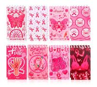 HOWAF 8 Breast Cancer Awareness Gifts Pink Ribbon Notebooks, breast cancer gifts for women Inspirational Mini Journal Pink Awareness Hope Faith Survive Notebooks for Survivors, Fighters & Supporters