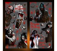 HOWAF 8 Sheets Halloween Bloody Window Clings, Scary Zombie Hand Prints Foot Prints Window Stickers for Halloween Haunted House Party Decor, Spooky Bloody Windows Decals for Bathroom Wall Floor