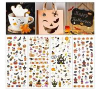HOWAF 8 Sheets Halloween Stickers Self-Adhesive Pumpkin Bat Ghost Scrapbook Stickers for Scrapbook Journal Letters Card Making DIY for Halloween Party Bag Fillers