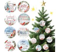 HOWAF 8PCS Memorial Christmas Bauble, Robins Memorial Christmas Ornament for Loss of Loved One in Heaven for Hanging Plaque Keepsake, Remembrance Xmas Tree Decorations