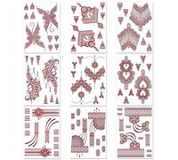 HOWAF 9 Sheets Brown Red Temporary Tattoos for Women, Waterproof Indian Mandala Lace Flower Temporary Tattoos Paper Festival Tattoo Stickers Fake Tattoo Kit for Women Girls for Hand Finger Body Art
