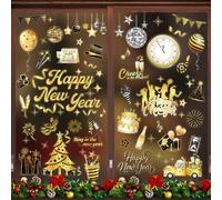HOWAF 9 Sheets Happy New Year Window Stickers for New Years Eve Decorations 2026, Windows Cling Stickers for NYE Party Decorations 2026