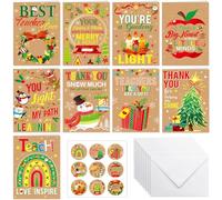 HOWAF 9 Teachers Christmas Cards with Envelopes Stickers, Thank You Teacher Christmas Card, Merry Christmas Teacher Card Xmas Card, Christmas Card for Teacher, Thank You Teacher Gifts for Christmas