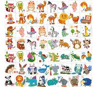HOWAF 96pcs Animal Temporary Tattoos for Kids, Dinosaur Giraffe Elephant Zebra Lion Panda Monkey Animal Tattoo Sticker for Children Animal Birthday Party Favors Supplies Kids Party Bag Filler Gift