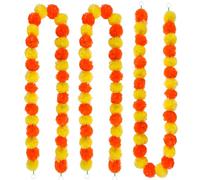 HOWAF Artificial Marigold Garland 2 Pack, 5.25Ft Orange Yellow Fake Marigold Flower String, Diwali Decor Day of The Dead Indian Wedding Puja Hanging Floral Garland for Home Door Festival Party