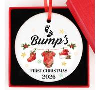 HOWAF Bump's First Christmas Bauble, Bumps 1st Xmas Tree Decoration Ceramic Ornament & Gift Box for Mum To Be Gifts, Newborn Baby Gifts, Baby Bump Christmas Decoration