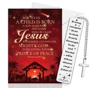 HOWAF Christian Christmas Card, Jesus Religious Xmas Card & Bible Verse Isaiah 9:6 Bookmark, Gifts for Christmas, Christian Gifts