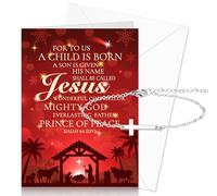 HOWAF Christian Christmas Card, Jesus Religious Xmas Card & Cross Bracelet, Gifts for Christmas, Christian Gifts