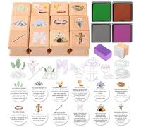HOWAF Christian Easter Gifts Set, Include 12pcs Resurrection Eggs Stamps and 12 Religious Easter Story Cards for Resurrection Decoration