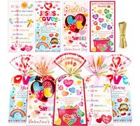 HOWAF Christian Valentine's Day Candy Bags Bulk, Bible Verse Valentines Cellophane Bags for Christian Candy Church Sunday School Supplies, Inspirational Jesus Loves You Gift Bags with Twist Ties for