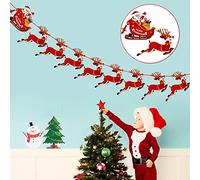 HOWAF Christmas Bunting Santa Sleigh and Reindeer Christmas Banner Indoor Christmas Decorations Hanging Christmas Wall Decorations