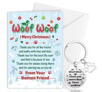 HOWAF Christmas Card from The Dog, Xmas Card & Keyring, Gifts for Christmas from The Dog to Mum Dad & All Owners