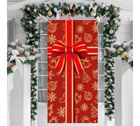 HOWAF Christmas Door Cover, Fabric Christmas Door Banner Bows christmas Banner Backdrop for Outdoor Indoor Xmas Decorations Xmas door Decorations New Year, 90 x 185 cm
