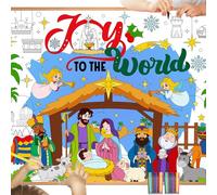 HOWAF Christmas Nativity Scene Giant Colouring Poster for Kids, Jesus Religious Christmas Colouring Paper Christian Christmas Table Cloth, Christmas Activity Pack for kids, Christmas Decorations