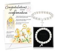 HOWAF Confirmation Gift for Girls, Confirmation Greeting Cards, Gold confirmation Card and Cross Bracelet for Daughter Granddaughter Sister Communion Ceremony Presents, Blessing of the Lord