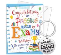 HOWAF Congratulation On Passing Your Exams Card, Exam Results Gifts Cards Congratulations Card Passed Exams Cards with Envelope, Motivational Keyring Positive Gifts for A Levels, GCSE, University,SATs