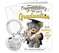 HOWAF Congratulations On Your Graduation Card, Bear Congratulations Card with Keyring, Graduation Gifts for Her, Him, Daughter, Son, Granddaughter, Grandson, Niece, Nephew