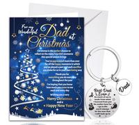 HOWAF Dad Christmas Card, Xmas Card Dad Gifts & Keyring, Gifts for Christmas from Daughter Son