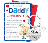 HOWAF Daddy Valentines Day Card, Valentines Card for Daddy from Daughter Son, Happy Valentine's Day Daddy Valentines Card for Dad Valentines Card with Keyring Valentines Gifts for Daddy Dad
