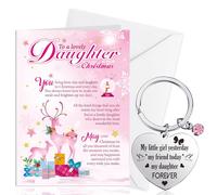 HOWAF Daughter Christmas Card, Merry Christmas Card Daughter Christmas Cards for Daughter, Christmas Keyring Heart Daughter Keyring, Christmas Gifts for Daughter from Mum Dad