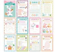 HOWAF Easter Egg Hunt, 10pcs Easter Egg Hunt Clues, Indoor Easter Egg Hunt Cards Easter Games Easter Scavenger Hunt with Friends, Children, Family, Easter Activities for Kids