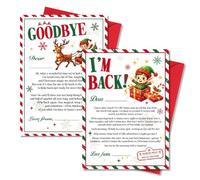 HOWAF Elf Arrival Letter Card & Elf Goodbye Letter Card, Envelopes, North Pole Stamped Stickers, Christmas Letters from North Pole Mail for Kids, Gifts for Christmas Decoration, Set C