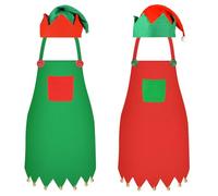 HOWAF Elf Costume, 2 Set Christmas Elf Apron & Elf Hat, Christmas Apron Elf Xmas Apron, Christmas Hat Elf Hats for Elf Fancy Dress Outfits, Christmas Fancy Dress, Christmas Costume