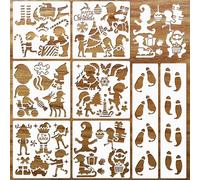 HOWAF Elf footprint template, 8 pieces christmas elf stencils accessories for crafts, reusable window stencils for snow decoration