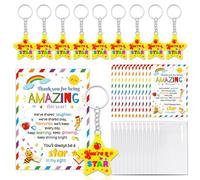 HOWAF End of Term Gifts for Children 30, Year 6 Leavers Gifts for Students from Teachers, End of Year Class gifts for 30 Children Motivational Affirmation Cards You're a Star Keyring Silicone Keyrings