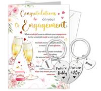 HOWAF Engagement Card for Couple, Congratulations Your're Engaged Card & 2 Keyrings, Engagement Gifts for Couples, Friends, Both of You