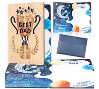 HOWAF Fathers Day Card Wooden Happy Fathers Day Cards for Dad, Fathers Day Greeting Card from Daughter Son Best Dad Ever Thank You Card Wooden Keepsake for Fathers Day with Envelope